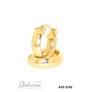 A10-2742 Argollas en oro amarillo de 10 kilates. Diametro 1.5 cm