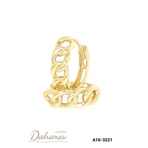 A10-3221 Aretes tipo huggies en oro amarillo de 10 kilates. Diametro 1.2 cm