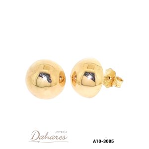 A10-3085 Aretes tipo topito en oro amarillo de 10 kilates. Diametro 1.1 cm