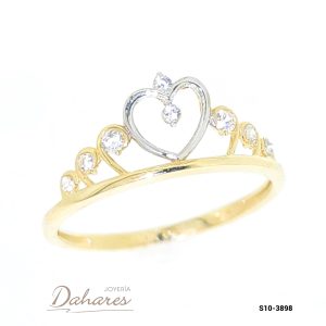 S10-3898 Corona en oro amarillo de 10 kilates con circones. Talla 8