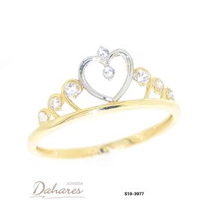 S10-3977 Corona en oro amarillo de 10 kilates con circones. Talla 8