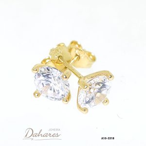 A10-3318 Topitos en oro amarillo de 10 kilates con circones. Diametro 0.7cm