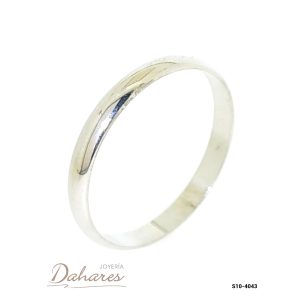 S10-4043 Banda de matrimonio en oro blanco de 10 kilates, 3mm de ancho. Talla 11