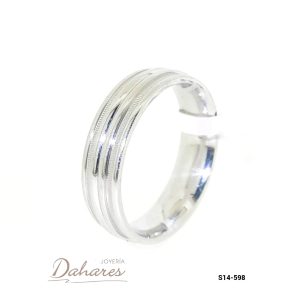 S14-598  Banda de matrimonio para caballero en oro blanco de 14 kilates. Talla 10.5