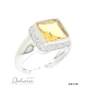 S18-1170 Anillo en oro blanco 18 kilates con circones. Talla 7