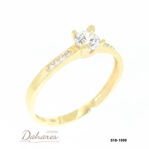 S18-1599 Anillo Solitario en oro blanco de 18 kilates con circones. Talla 8