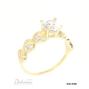 S10-4193 Anillo Solitario en oro amarillo de 10 kilates con circones. Talla 6
