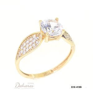 S10-4199 Anillo Solitario en oro amarillo de 10 kilates, con circones. Talla 7