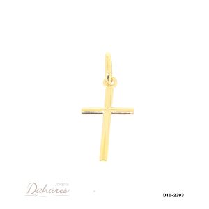 D10-2393 Dije de Cruz en oro amarillo de 10 kilates. Alto 2.2 cm, ancho 1.0 cm