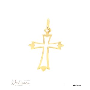 D10-2395 Dije de Cruz en oro amarillo de 10 kilates. Alto 3.0 cm, ancho 1.8 cm