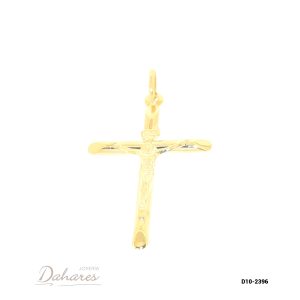 D10-2396 Crucifijo en oro amarillo de 10 kilates. Alto 3.4 cm, ancho 2.0 cm