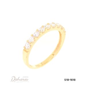 S18-1618 Banda en oro amarillo de 18 kilates con circones. Talla 7