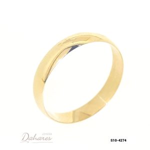 S10-4274 Banda en oro amarillo de 10 kilates, ancho 4mm. Talla 11.5