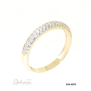 S10-4275 Banda en oro amarillo de 10 kilates con circones. Talla 7