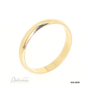 S10-4279 Banda de matrimonio en oro amarillo de 10 kilates, ancho 3mm. Talla 6.5