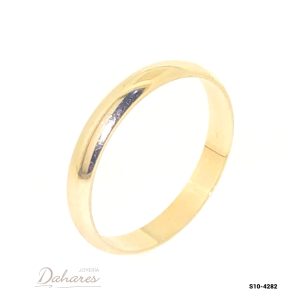 S10-4282 Banda de matrimonio en oro amarillo de 10 kilates, ancho 4 mm. Talla 9.5