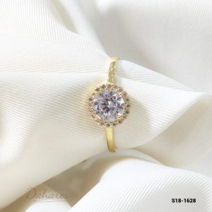 S18-1628 Anillo Solitario en oro amarillo de 18 kilates con circones. Talla 8
