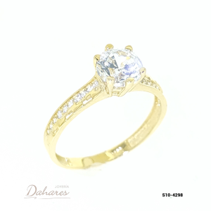 S10-4298 Anillo Solitario en oro amarillo de 10 kilates con circones. talla 7