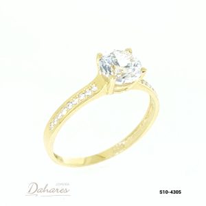 S10-4305 Anillo Solitario en oro amarillo de 10 kilates con circones. talla 7.5