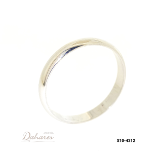 S10-4312 Banda de matrimonio en oro blanco de 10 kilates, ancho 3mm. Talla 7