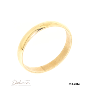 S10-4314 Banda de matrimonio en oro amarillo de 10 kilates, ancho 3mm. Talla 8.5