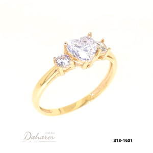 S18-1631 Anillo Solitario en oro amarillo de 18 kilates con circones. talla 7.5
