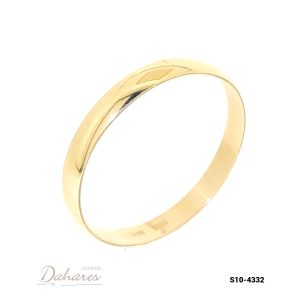 S10-4332 Banda de matrimonio en oro amarillo de 10 kilates, ancho 3mm. Talla 11