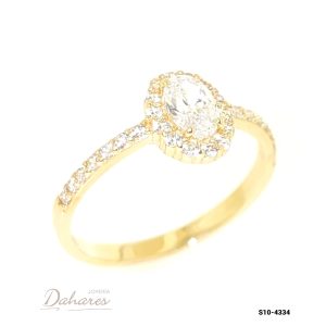 S10-4334 Anillo Solitario en oro amarillo de 10 kilates con circones. talla 7