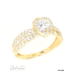 S10-4335 Anillo Solitario en oro amarillo de 10 kilates con circones. talla 7