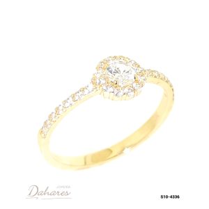 S10-4336 Anillo Solitario en oro amarillo de 10 kilates con circones. talla 7