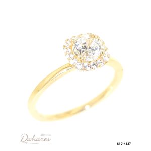 S10-4337 Anillo Solitario en oro amarillo de 10 kilates con circones. talla 7