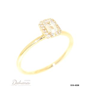 S10-4338 Anillo Solitario en oro amarillo de 10 kilates con circones. talla 8