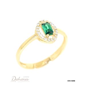 S10-4340 Anillo Solitario en oro amarillo de 10 kilates con circones. talla 8