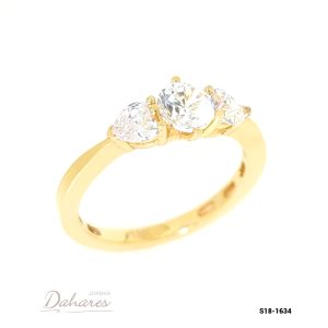 S18-1630 Anillo Solitario en oro amarillo de 18 kilates con circones. talla 7